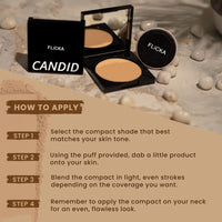 FLiCKA Candid Compact Powder For Velvet Matte Finish, Long-Lasting, Smooth Finish| Absorbs Oil, Waterproof Formula, Prevents Creasing| 01 Ivory, 9g