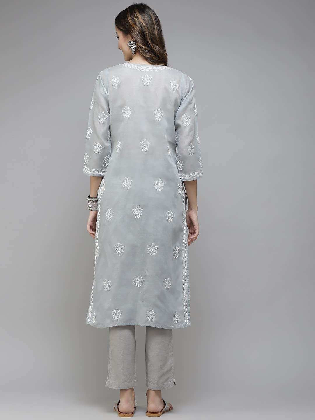 Ada Hand Embroidered Lucknowi Chikankari Cotton Kurta Kurti for Women A411165