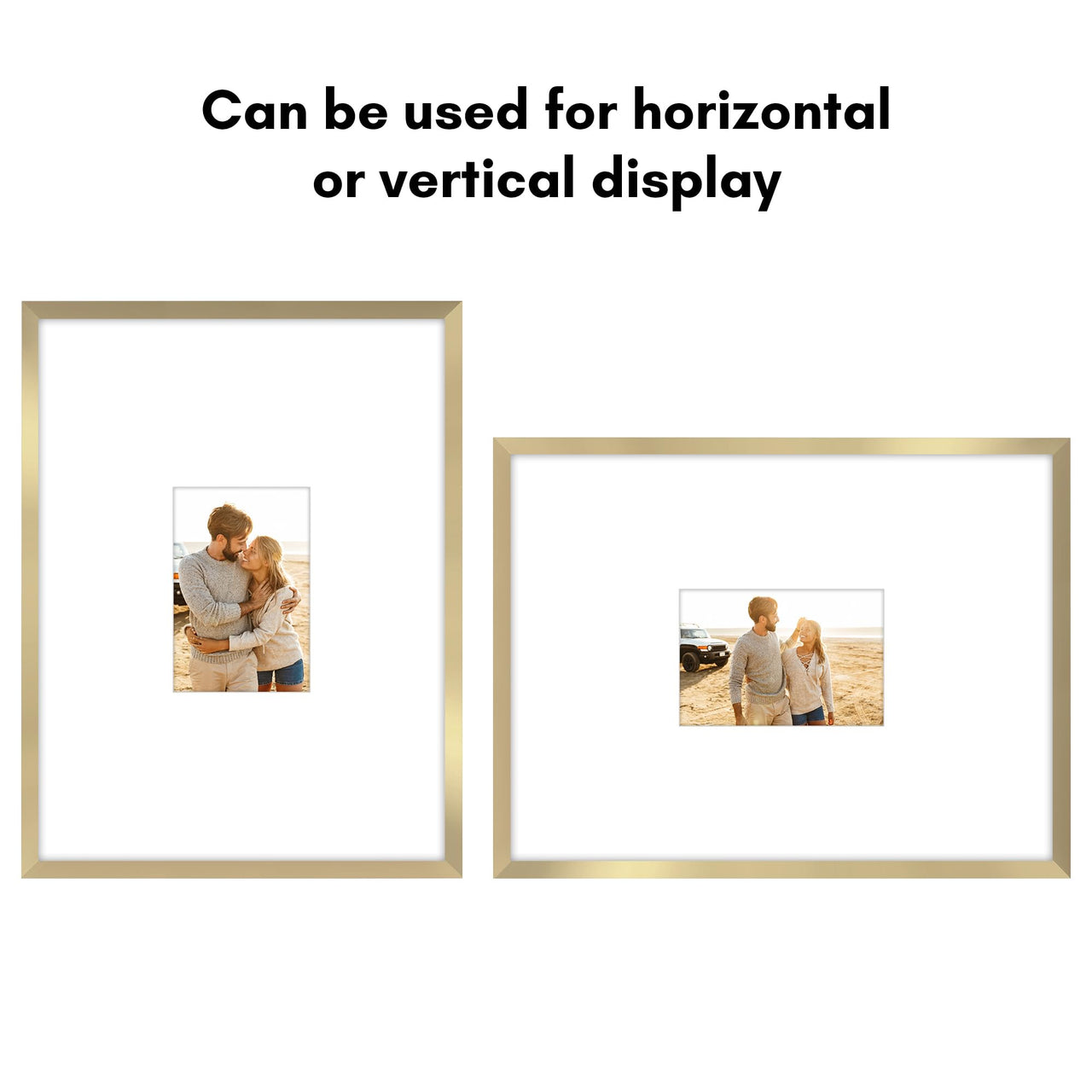 Americanflat 12x16 Picture Frame in Gold - Use as 4x6 Picture Frame with Mat or 12x16 Frame Without Mat - Thin Border Photo Frame with Plexiglass Cover - Vertical or Horizontal Wall Display