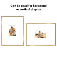 Americanflat 12x16 Picture Frame in Gold - Use as 4x6 Picture Frame with Mat or 12x16 Frame Without Mat - Thin Border Photo Frame with Plexiglass Cover - Vertical or Horizontal Wall Display