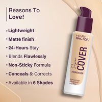 Hilary Rhoda Super Cover Foundation for All Skin Types|Blemish Free|High Coverage & Waterproof Foundation|24-Hour Stay & Non-Sticky Formula|Matte Finish|Blends Flawlessly|30g (Shell White| Shade 01)