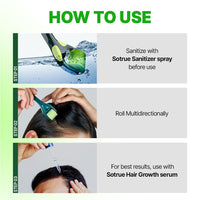 Sotrue Epifine Derma Roller 0.5mm with Sanitizer | 540 Medical Grade Stainless Steel Needles | Derma Roller for Hair Growth & Thickening, Repair Damages and Activates Hair Follicles (Green)