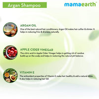 Mamaearth Argan Shampoo with Argan and Apple Cider Vinegar for Frizz-free and Stronger Hair | Reduces Split Ends & Frizz | Repairs Damaged Hair | For Men & Women | 250 ml