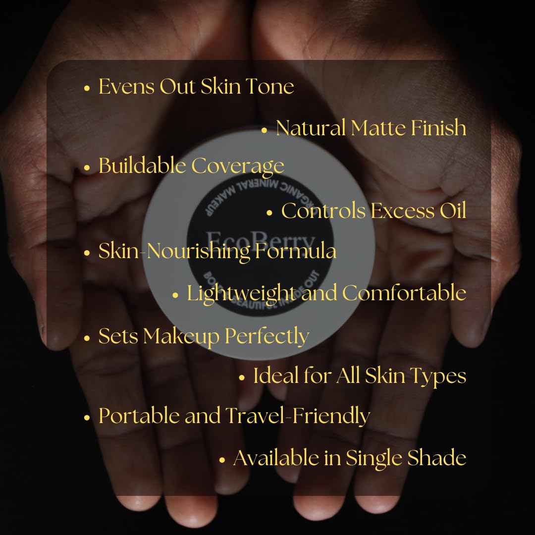 EcoBerry Tinted Face Powder For Everyday No Makeup Look, Talc Free, Hypoallergenic, Sensitive Skin 100% Pure, Organic | Natural | Alcohol Free | Preservative Free | Chemical Free | Vegan,Beige