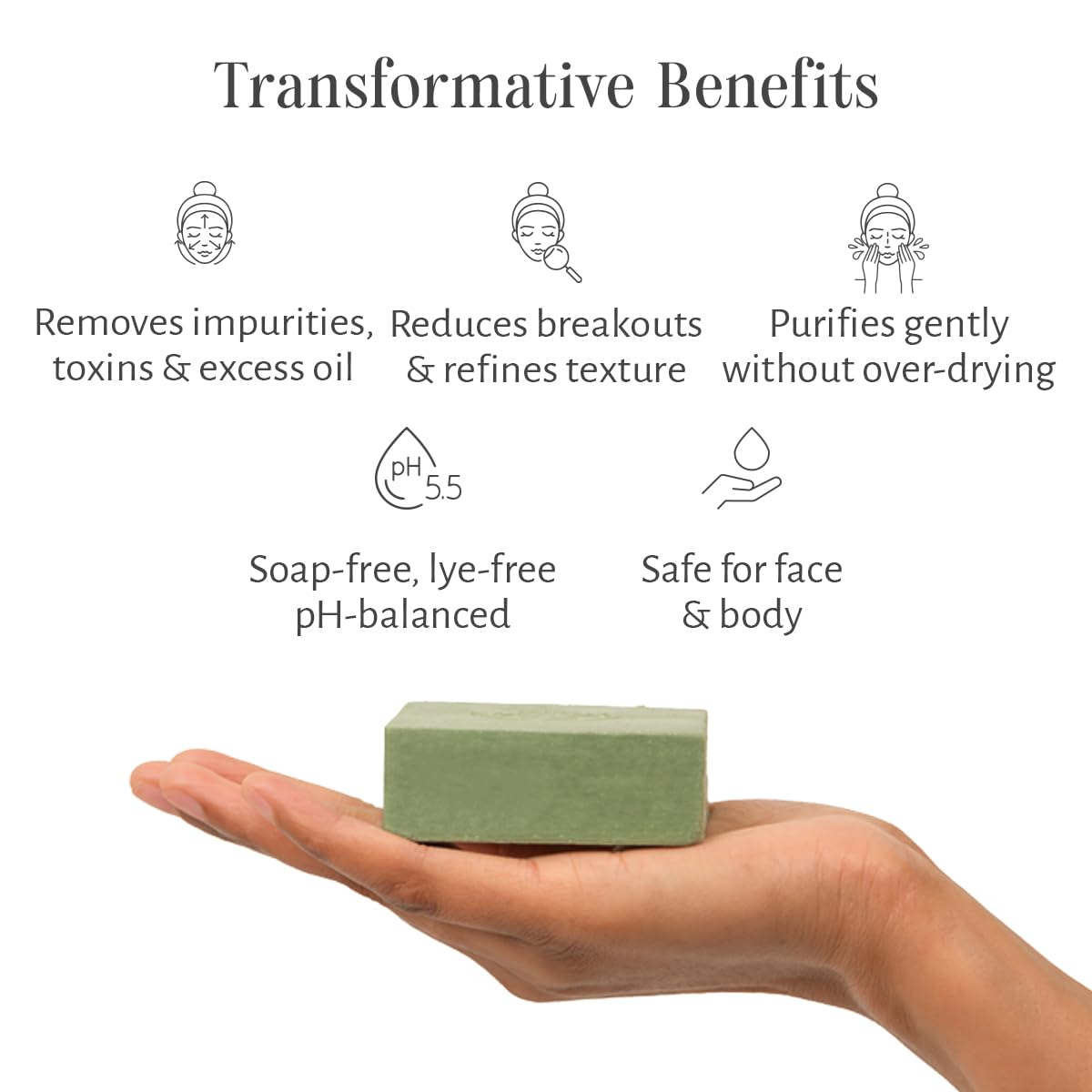 Shankara Purifying Body Bar – Green Clay & Activated Charcoal | Natural Bar Soap for Oily Skin & Combination Skin | Plant-Based, Soap-Free, pH-Balanced Cleanser | 100g