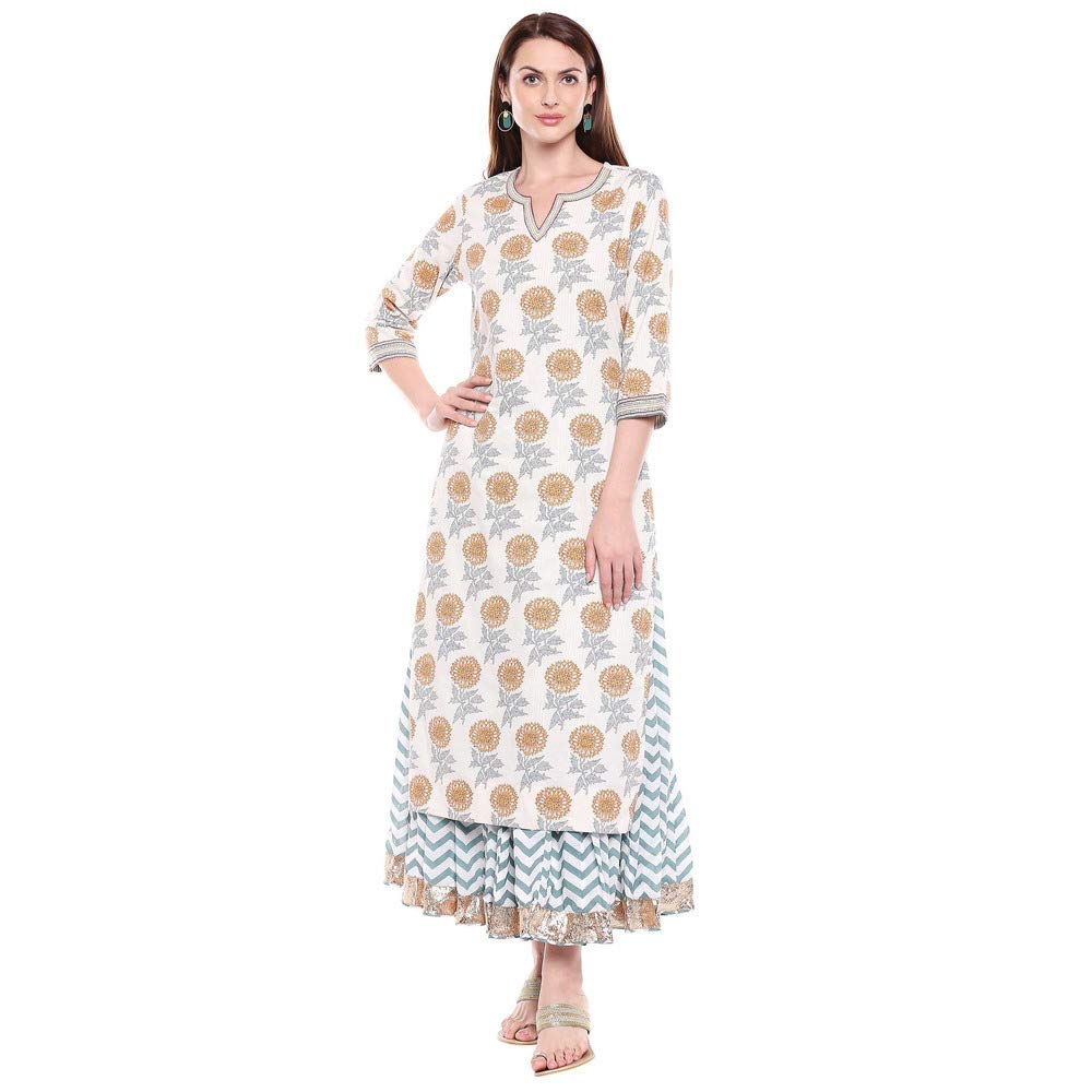 BIBA Womens Notched Neck Floral Print Sharara Suit