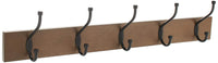 Basics Rectangular Wall-Mounted Farmhouse Coat Rack, 5 Hook, Barnwood Single