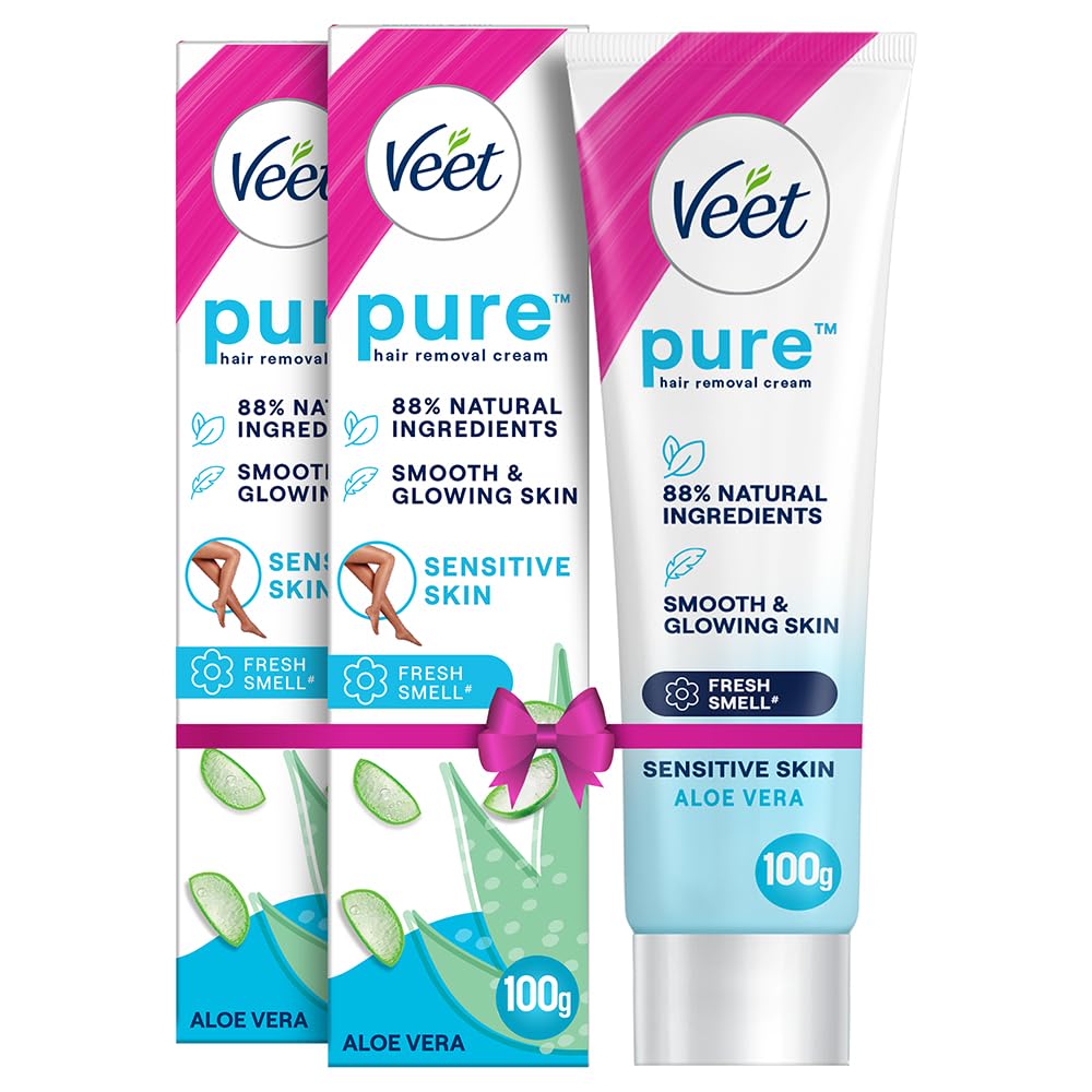 Veet Pure Hair Removal Cream for Women For Sensitive Skin - 100g Pack Of 2 | Suitable for Legs, Underarms, Bikini Line, Arms