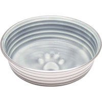 Loving Pets - Le BOL Dog Food Water Bowl Enamel Ceramic Bowl No Tip Stainless Steel Pet Bowl No Skid Spill Proof (Large, Parisian Gray) Large
