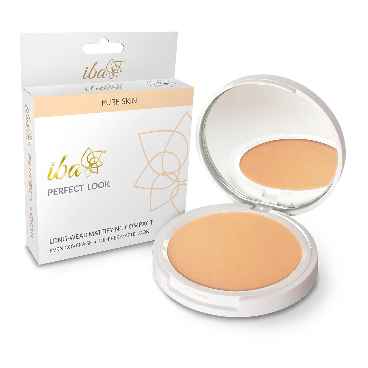 Iba Pure Skin Perfect Look Long Wear Mattifying Compact - Natural Coral, 9g | Even Coverage | Oil Free | Matte Finish | SPF 15 | Face Makeup | 100% Natural | Halal Certified & Vegan Makeup