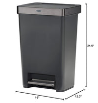 Rubbermaid Premier Series II Step-on Trash Can for Home and Kitchen, with Lid Lock and Slow Close, 13 Gallon, Charcoal, for Home/Kitchen/Hotel/Lobby/Office 13G - Classic Plastic