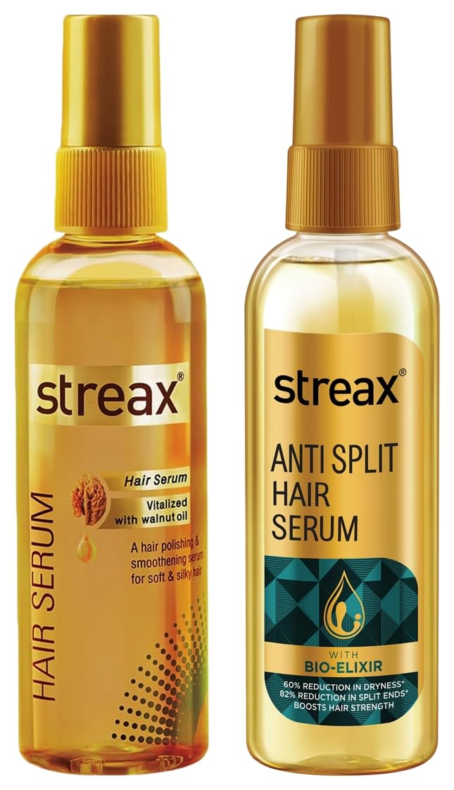 Streax Hair Serum 125ml, Vitalized with Walnut Oil, For Hair Smoothening & Shine, For Dry & Frizzy Hair Anti Split Hair serum, 100 ml I with Bio - Elixir