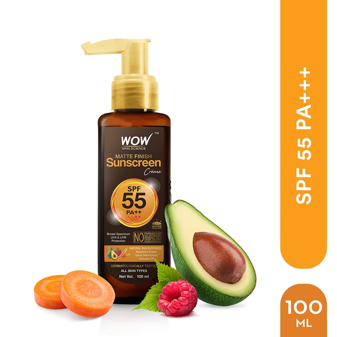 WOW Skin Science Sunscreen For All Skin Types Spf 55 Pa+++ Matte Look Ultra Light& Brightening Vitamin C Foaming Face Wash&Brightening Vitamin C Face Wash,Pack Of 1