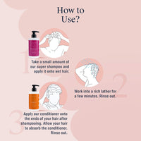 Arata Hair Fall Control Combo | With Power of 5 in 1 Hair Care Kit With Super Shampoo And Conditioner Combo | Vogue 2022 Awarded Best Daily Shampoo | Vegan & Cruelty-Free | (300 ml each) (Pack of 2)