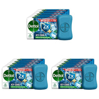 Dettol Icy Cool Bathing Soap Bar With 2x Menthol (750gm), 150gm - Pack of 15