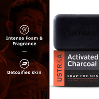 Ustraa Deo Soap For Men With Activated Charcoal, 8 x 100 G (Pack Of 8) | With Activated Charcoal | Rich Intense Musk Fragrance | Powerful fragrance | Rich & Intense Foam