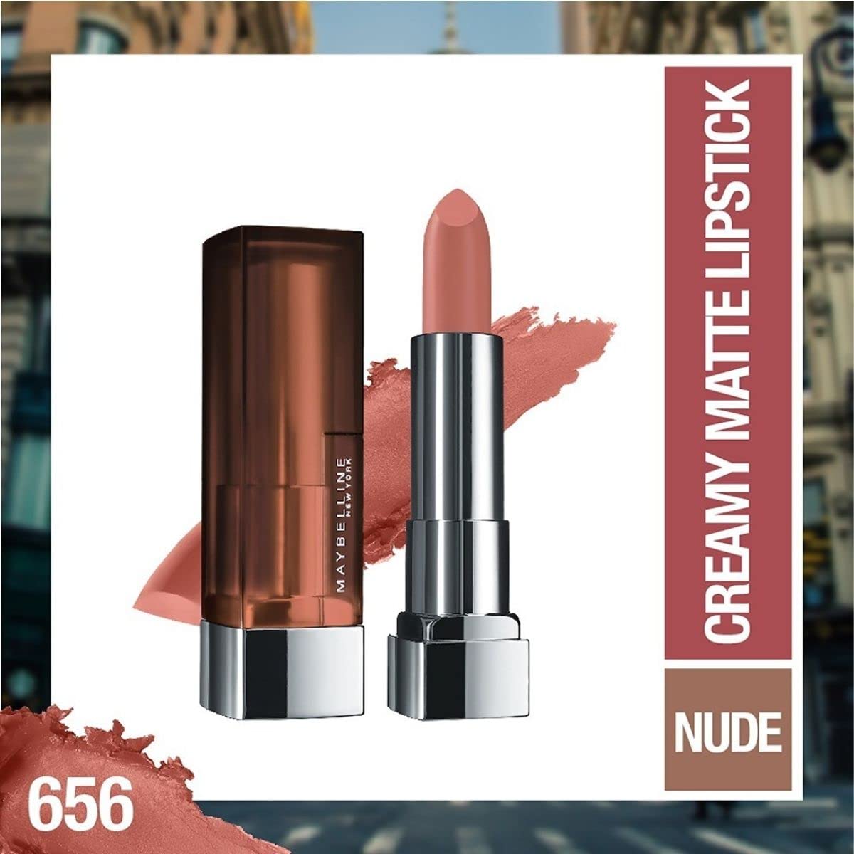 Maybelline New York Matte Lipstick, Intense Colour, Moisturised Lips, Color Sensational Creamy Matte, 656 Clay Crush, 3.9g