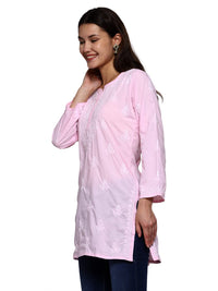 Ada Women's  Cotton Top Tunic Hand Embroidered Lucknowi Chikankari Short Kurti