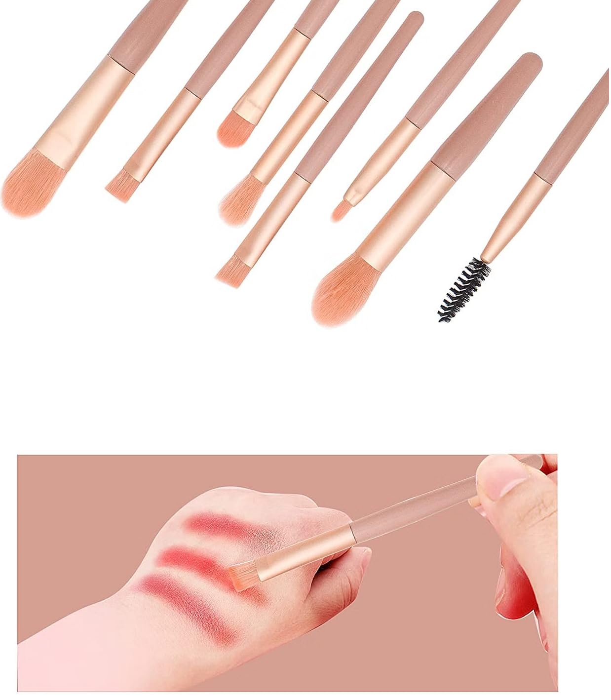URBANMAC Makeup Brush Set 8PCS Mini With Storage (Dark_peach)