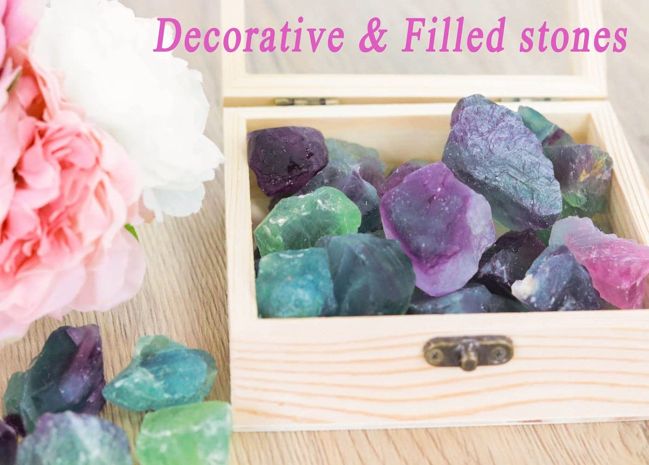 DUQGUHO Fluorite Natural Crystal Quartz Bulk Raw Rough Healing Crystal Stones Reiki Crystal Stone Tumbling Cabbing Fountain Rocks Polishing Cutting Gemstone 0.45 lbs 03 Fluorite