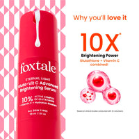 Foxtale 10% Vitamin C + Glutathione Complex Serum, Brightens skin in 3 days, Fades melasma & dark spots, Evens Skin tone, Gentle & Non-irritating, For All Skin types, Men & Women