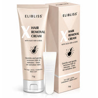 Elibliss X Hair Removal Cream 75g | Aloe Vera for Sensitive Skin | Painless Hair Remover for Under arms, Legs & Bikini Line | Smooth & Hydrated Finish