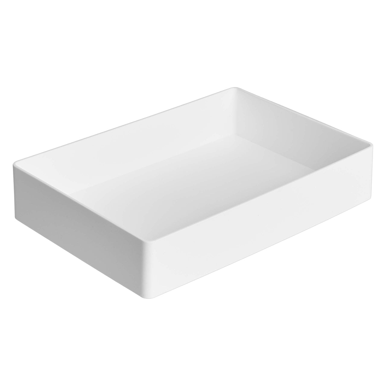 Basics Rectangular Plastic Desk Organizer, Accessory Tray, White