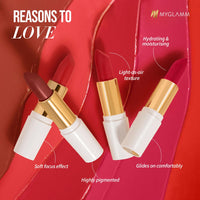 MyGlamm LIT Moist Matte Lipstick - Red Lady (Red Pink Shade)| Long Lasting, Pigmented, Hydrating Lipstick with Moringa Oil and Vitamin E (4.2g)