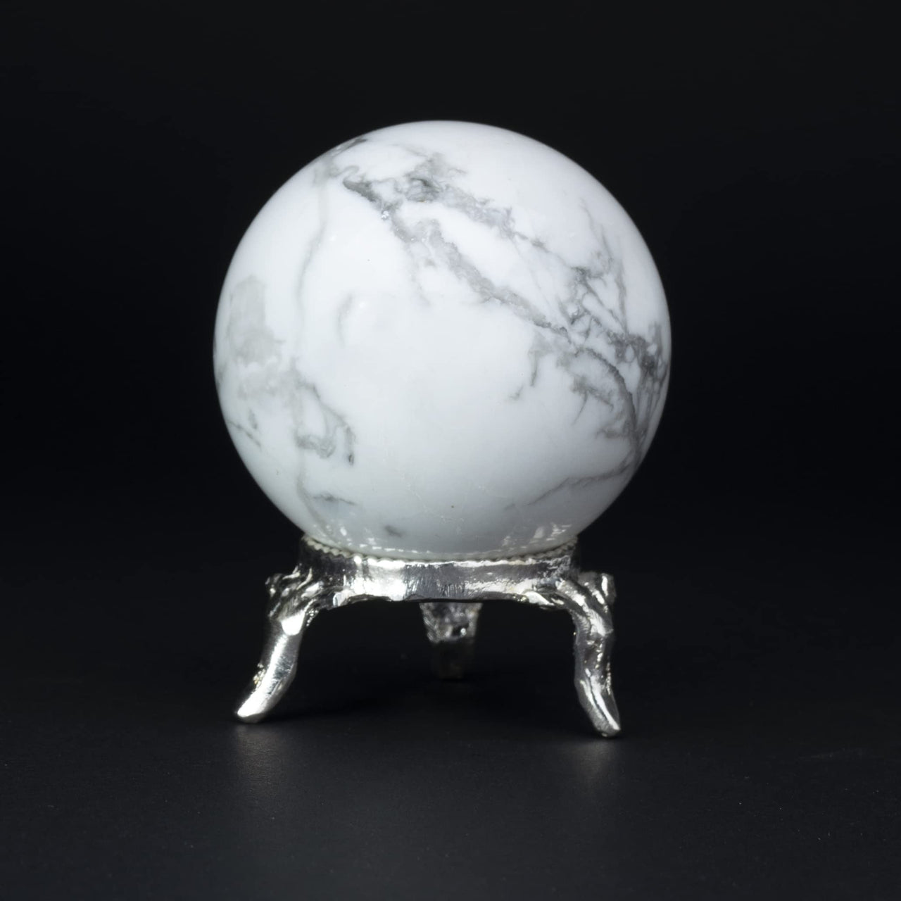 Howlite | Crystal Sphere Ball | Gemstone Ball with Stand | Natural Gemstone for Healing Crystals | Crystal Balls for Witchcraft | Chakra Balancing | Spiritual Gift Home Decor | Size :- 40-50 mm Howlite Crystal Ball