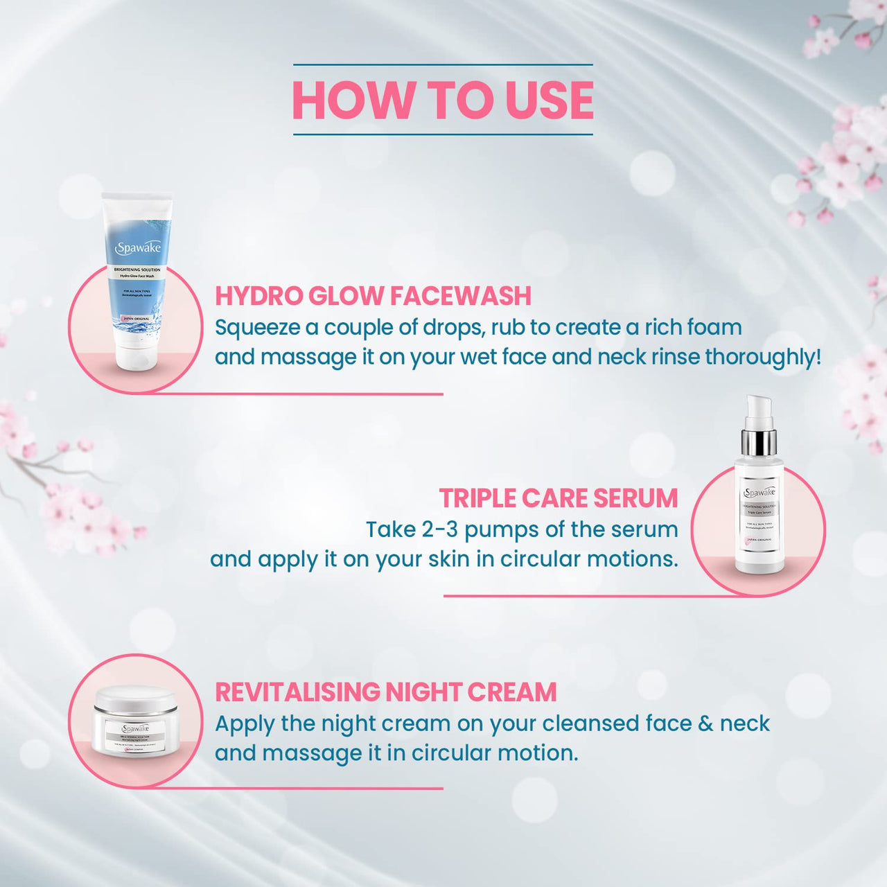 Spawake Skin Care Kit Brightening (Face Wash + Face Serum + Night Cream) 150g