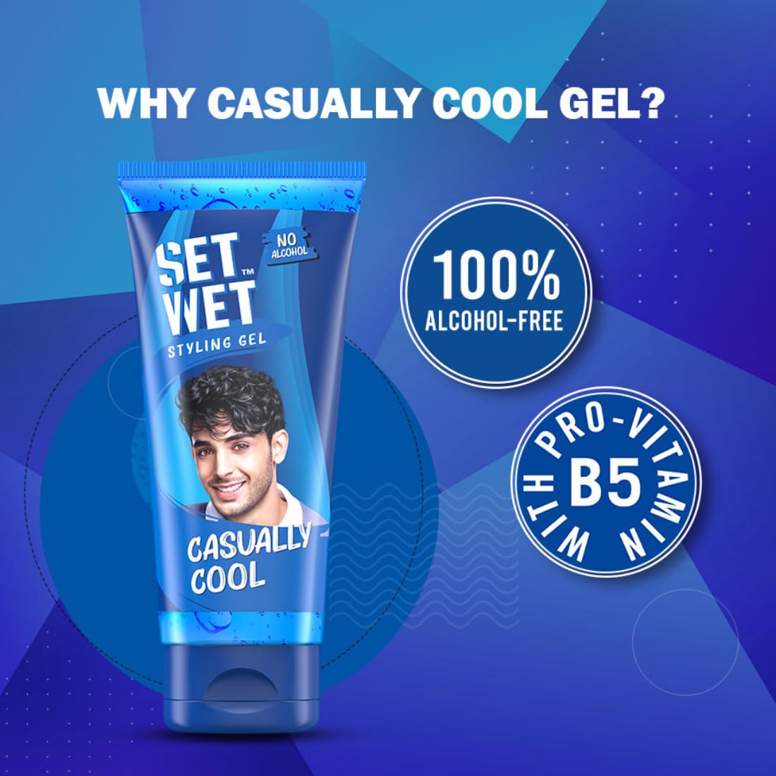 Set Wet Styling Hair Gel for Men - Casually Cool, 100gm | Medium Hold, High Shine | For Medium to Long Hair |No Alcohol, No Sulphate (Pack of 2)