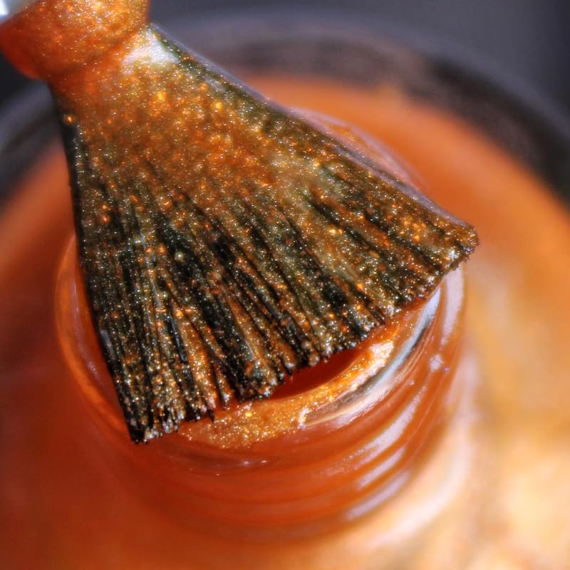 DeBelle Gel Nail Polish Aurora (Amber with Copper Glitter Nail Paint)|Non UV - Gel Finish |Chip Resistant | Seaweed Enriched Formula| Long Lasting|Cruelty and Toxic Free| 8ml