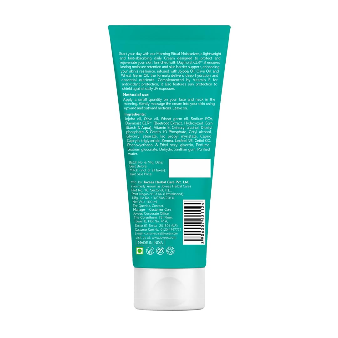 JOVEES Herbal Morning Ritual Moisturizer Cream| Prevents Dark Spots | Reduces Fine Line & Improves Skin Elasticity | UVA & UVB Protection | Nourishes & Hydrates Skin | All Skin Types 100ml