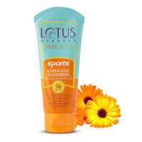 Lotus Herbals Safe Sun Sports Super Stay Sunscreen Cream For Dry Skin Spf 70 Pa+++, Sweat & Waterproof , Preservatives Free, 80G,1 Count
