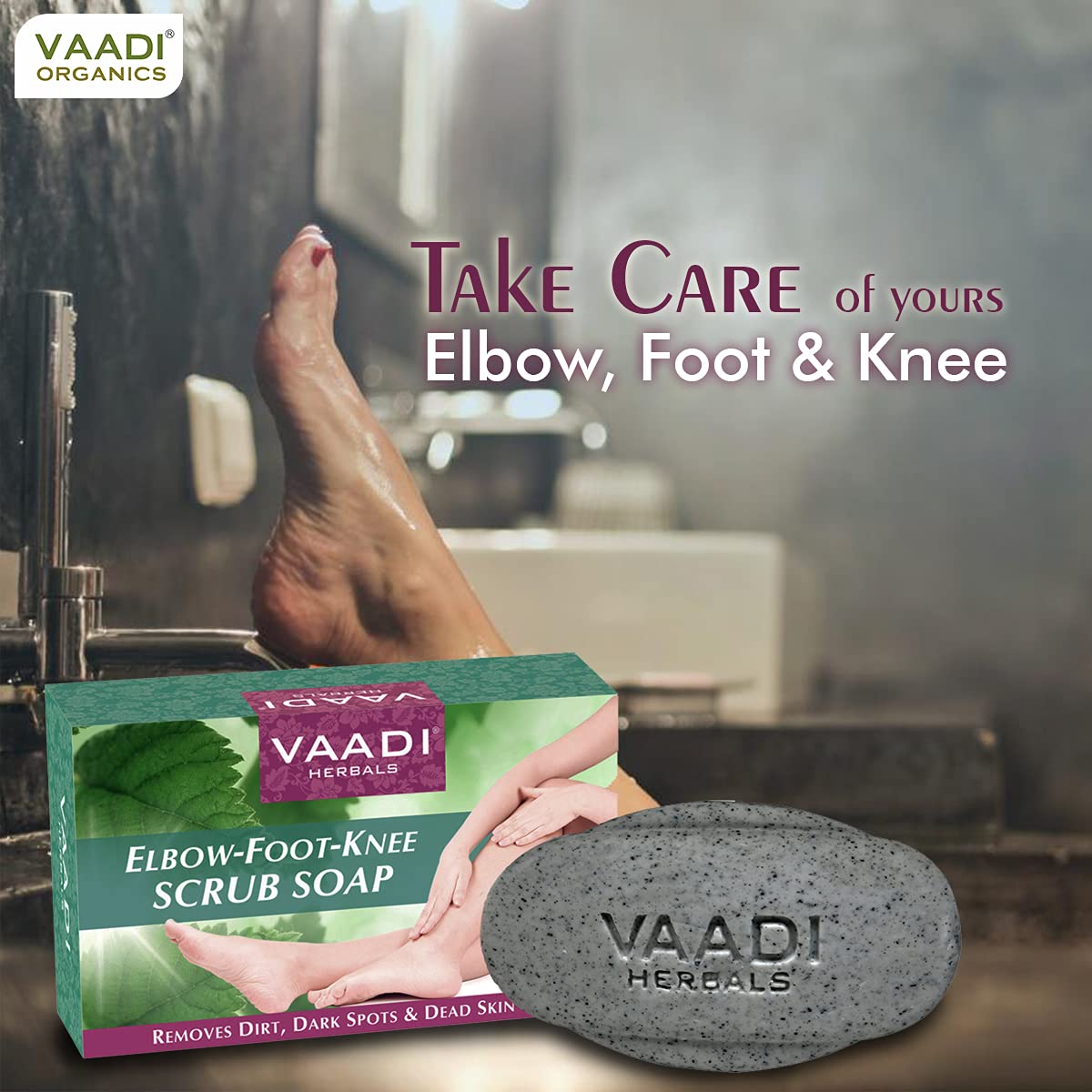 Vaadi Herbals Elbow Foot Knee Scrub Soap with Almond and Walnut Scrub, 75g (Pack of 4)