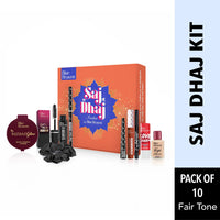 Blue Heaven Saj Dhaj Festive Makeup Kit for women- Vanilla, Pack of 10 | Full face Makeup kit, Fair Tone combo, 19g+26.3ml
