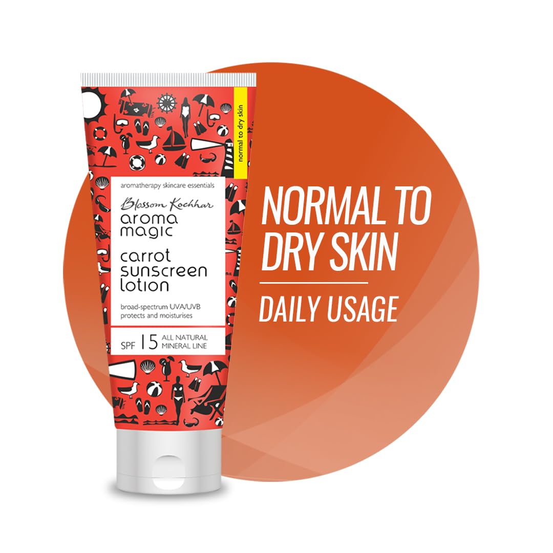 Aroma Magic Carrot Sunscreen Lotion With Broad Spectrum Protection UVA/UVB |SPF 15 |For Normal To Dry Skin | 100 ml