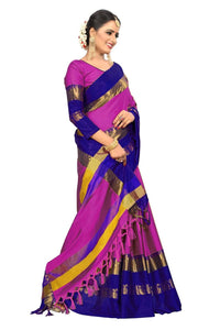 PAREVDEE Women's  Dobby Cotton Saree With Blouse Piece