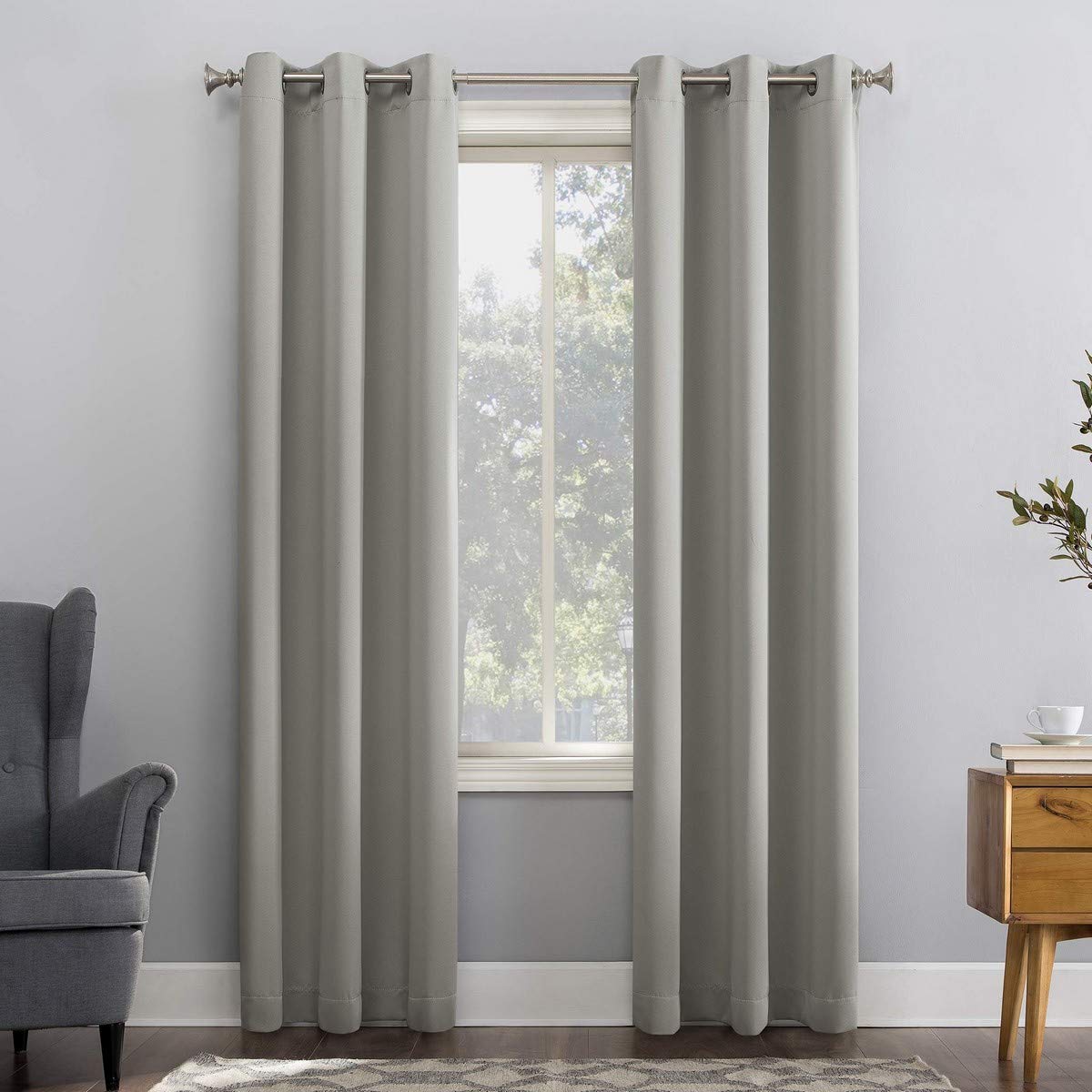 Sun Zero Easton Energy Saving Blackout Grommet Curtain Panel, 40" x 108", Silver Gray 40" x 108"