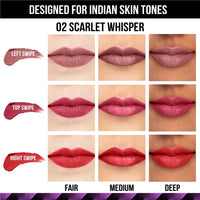 Staze 9To9 Triple Kiss Duo 3 In 1 Matte Lipstick|Truffle Blush + Scarlet Whisper|12 Hrs Long Lasting Transfer-Proof|Non-Drying Formula With Intense Color Payoff|Lightweight & Comfortable|7.6 G
