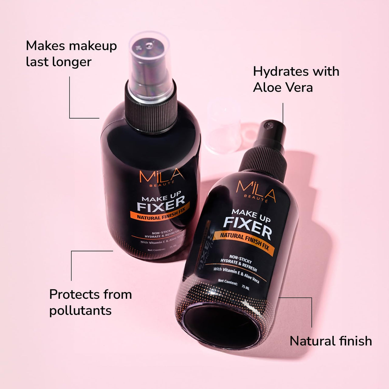 Mila Beauté Makeup Fixer I Smooth Matt Finish I Non Sticky & Long Lasting I Hydrating with Aloe Vera and Vitamin E | 75ml