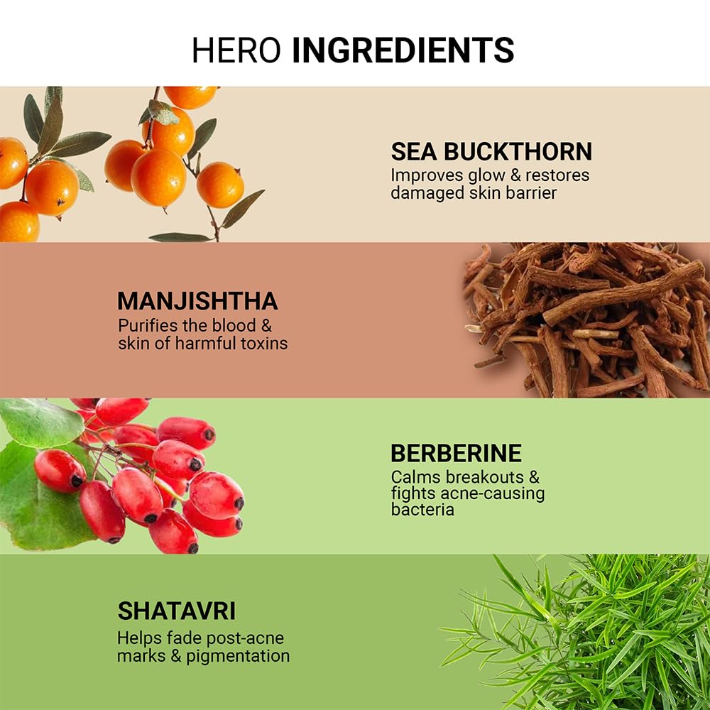 Sereko Skin Clearing Syrup | Sea Buckthorn,Manjishtha,Shatavri & Berberine + 12 Purifying Actives | Blood Purifier,Acne & Pimple Control | Enhances Skin Glow | Mixed Berry Flavour- 200 ML Pack of 1