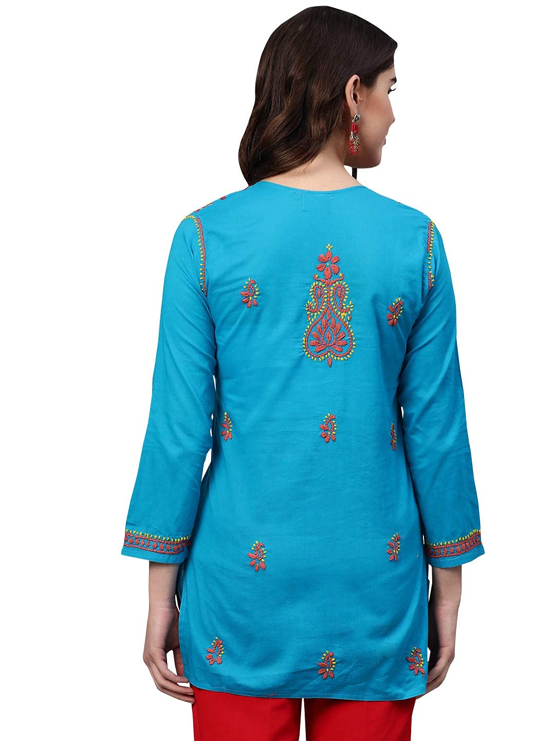 Ada Women's  Cotton Top Hand Embroidered Lucknowi Chikankari Tunic Kurti