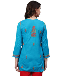 Ada Women's  Cotton Top Hand Embroidered Lucknowi Chikankari Tunic Kurti