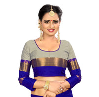 PAREVDEE Women's  Dobby Cotton Saree With Blouse Piece