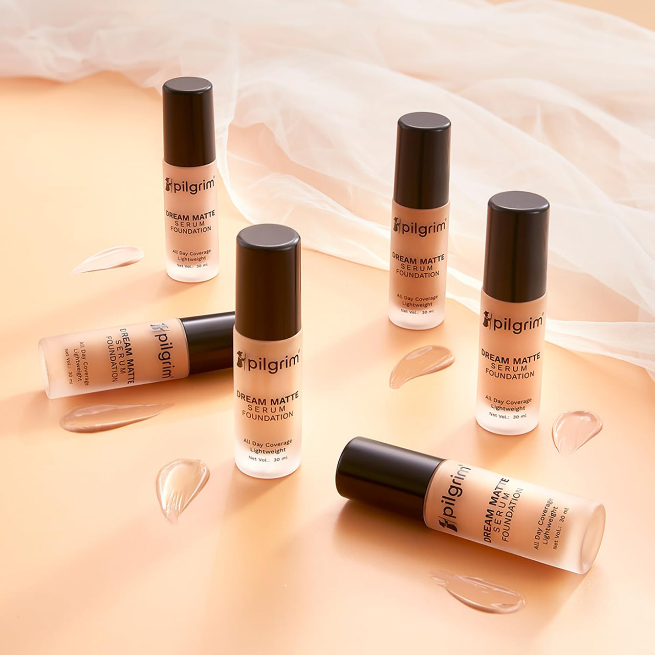 Pilgrim Medium Golden Beige Serum Liquid Foundation, Matte & Poreless,30 ml | Foundation for face make up infused | Water-Resistant,All Day Coverage|All Skin Types