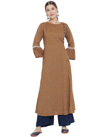 Yash Gallery Women's  Rayon Floral Printed A-Line Kurta for Women