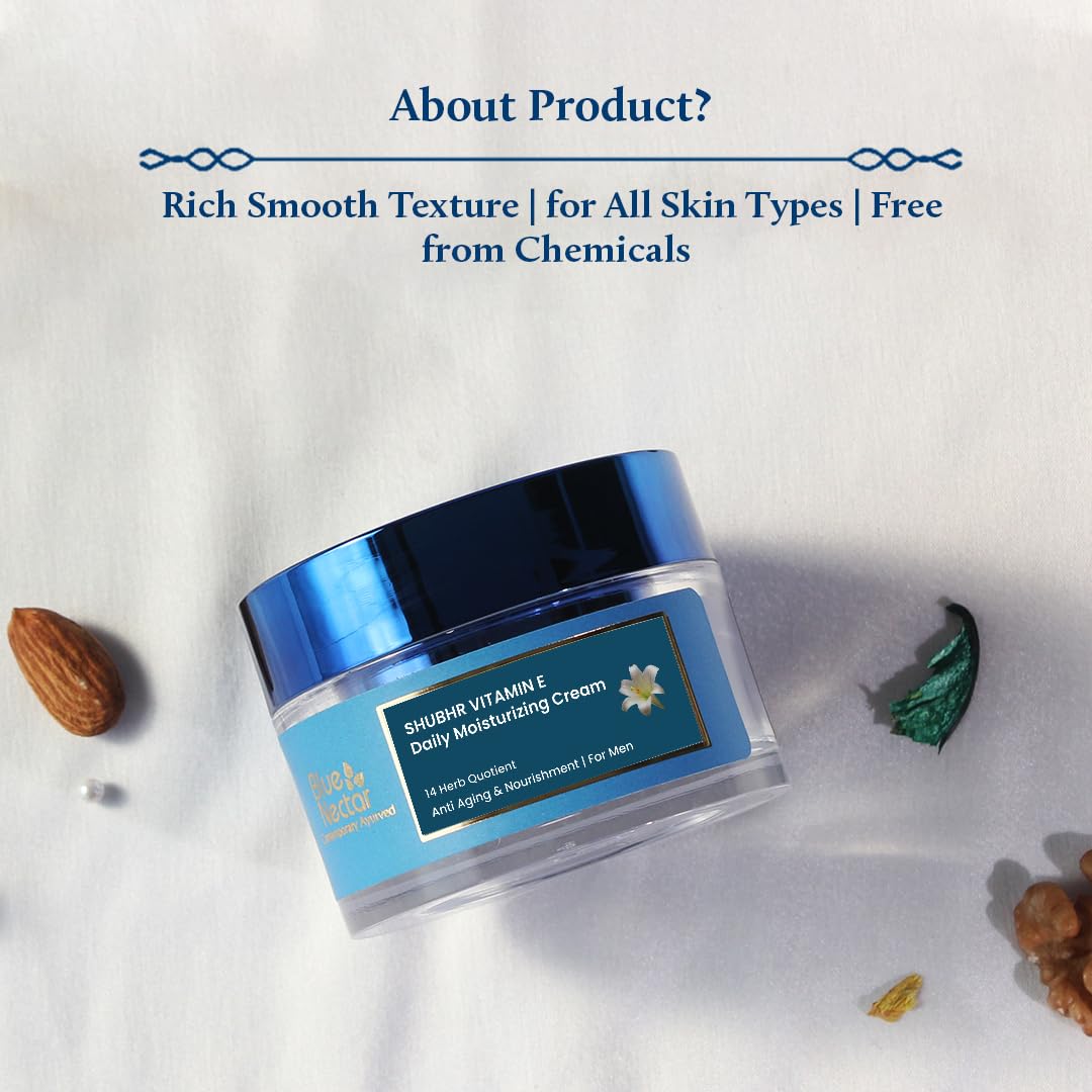 Blue Nectar Face Cream for Men, Daily Moisturizing Anti Aging Cream for Men with Face Glow for Oily Skin and Normal Skin 50 g