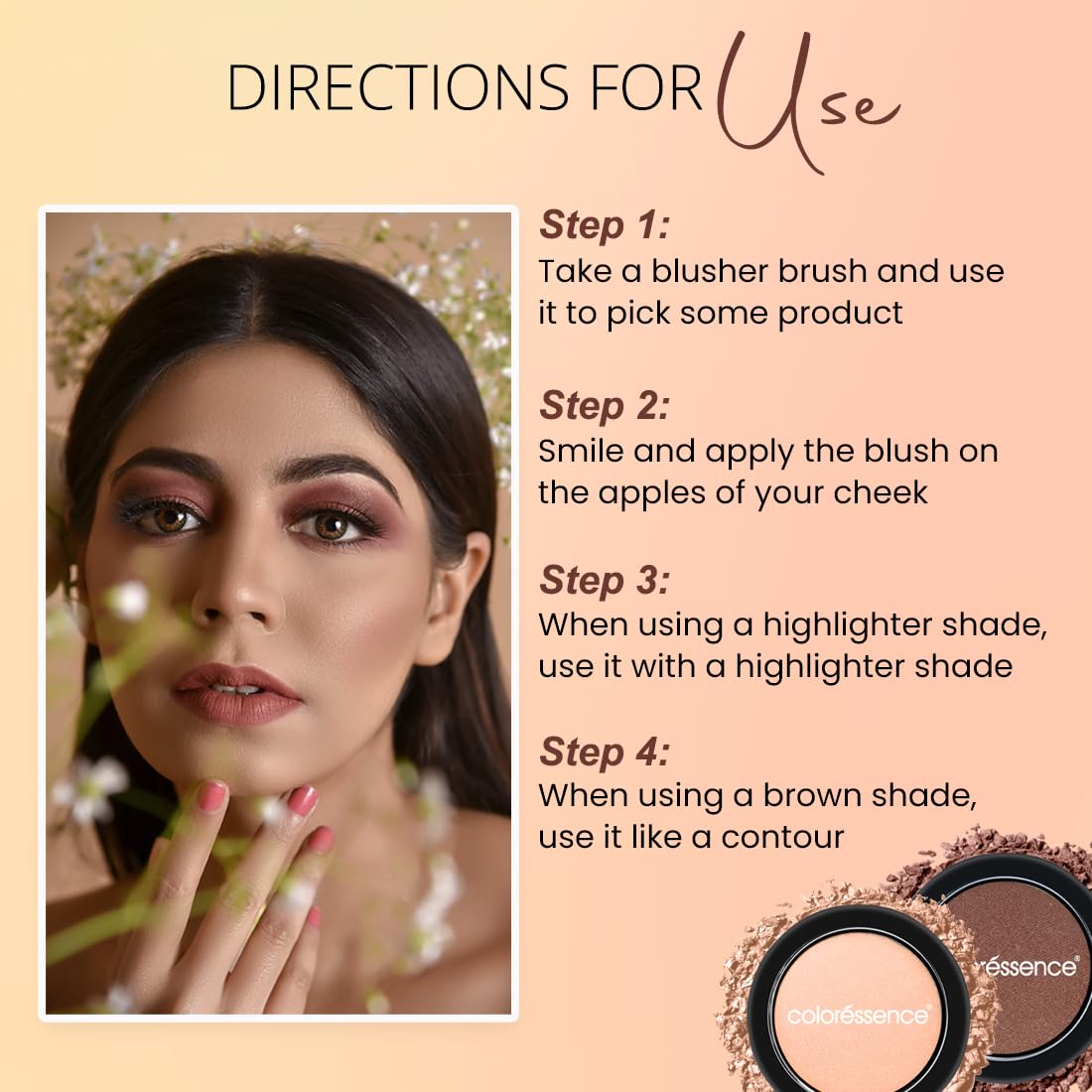 Coloressence Satin Smooth Blush | Natural Highlighted Look | Highly Pigmented | Satin Finish|Golden Peach-5gm