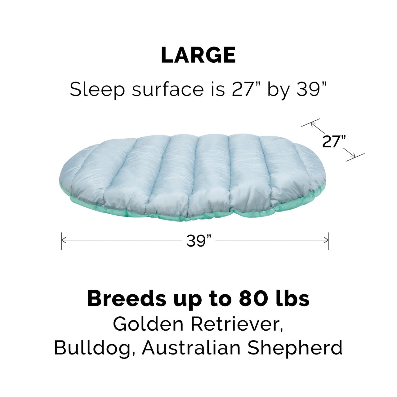 Furhaven Outdoor Travel Dog Bed for Large/Medium Dogs w/ Carry Bag, Washable & Foldable, Great for Crates & Kennels - Trail Pup Travel Pillow Mat w/ Stuff Sack Bag - Aqua/Granite Gray, Large